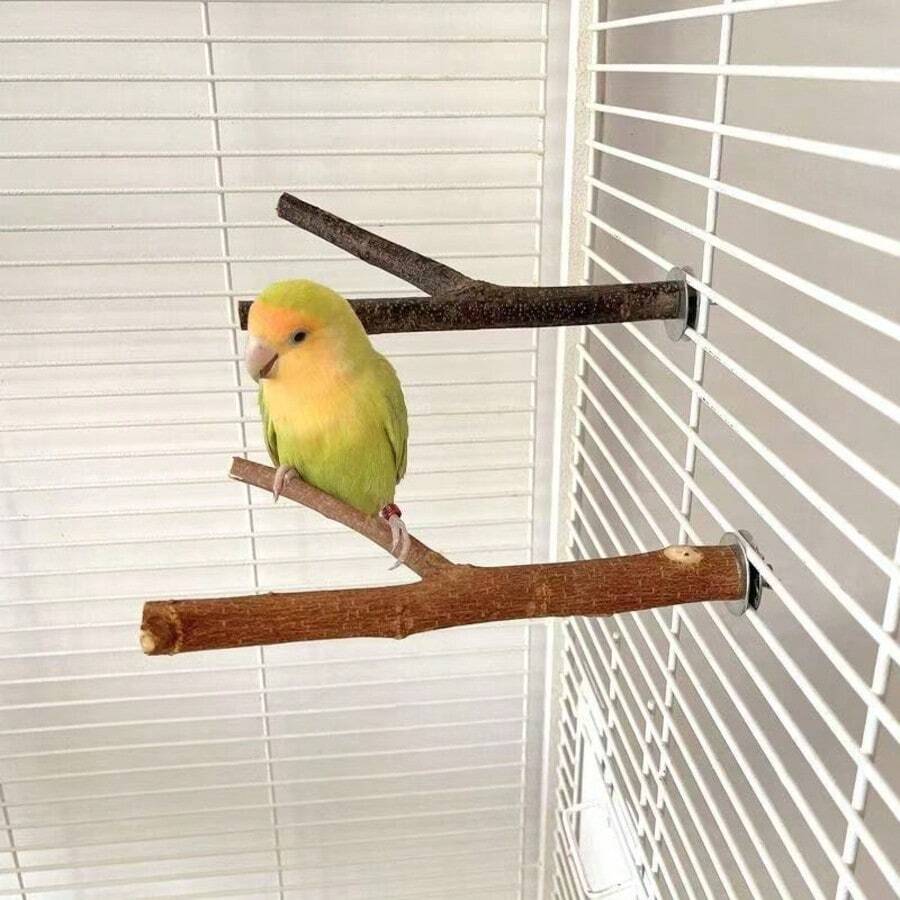 1 件手工木制耐用木制鸟栖笼 - 舒适的鸟磨棒 - 有趣的鸟类玩具和用品，重量和形状因木材差异而略有不同 - 棕色 - 查看 1