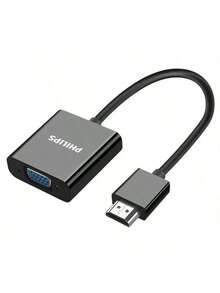 PHILIPS SWR1620B/93 Portable HDMI To VGA Adapter Compact And Rugged Design Built-In Chip For Stable Transmission Without Flickering Essential For Office Presentations And Home Theaters Black - Black - View 1