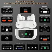 A9 Pro Auriculares Bluetooth, audífono inalámbrico inteligente con pantalla táctil, reducción de ruido activa dual ANC+ENC, compatible con iOS/Android - Blanco - Ver 3