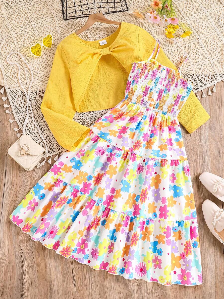 Left Mama Áo dài tay và váy dây hoa cho bé gái tuổi teen, Xuân/Thu - Nhiều màu - Xem 1