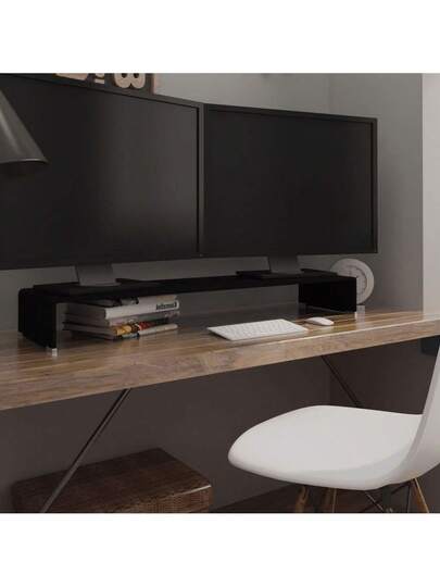 VidaXL TV St /Monitor Riser Zwart 110x30x13 Cm Glass