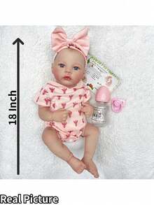 Muñeca recién nacida de 18 pulgadas de Body completo de vinilo con tacto suave, muñeca bebé recién nacida realista y linda hecha a mano con pintura 3D como regalo de cumpleaños/Navidad (anatómicamente precisa) - Muñeca Renacida - Ver 3