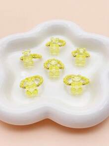 6 件装树脂泰迪熊吊坠和珍珠珠戒指装饰 - 彩色 - 查看 11