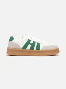 Thick Sole Sneakers With Contrasting Stitching - Olive Green - View 3
