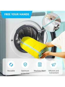 1个洗衣机鞋袋，适用于各种鞋款 - 浅蓝色，白色拉链，柔软的绒面内衬，有效保护衣物，尤其适合运动鞋和休闲鞋。这款洗衣袋也是度假旅行、旅行包和旅行配件的理想之选。毕业季必备。 - 1pcs多色 - 查看 6