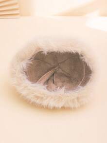 1 件女士拼色豹纹蓬松厚实保暖蒙古毛皮帽，时尚渔夫帽，适合冬季休闲、户外、通勤，冬季保暖 - 豹紋 - 查看 6