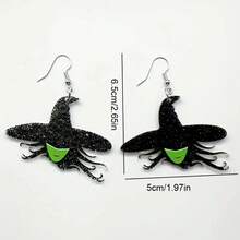 Halloween Spider, Bat & Witch Acrylic Earrings - Black Collection