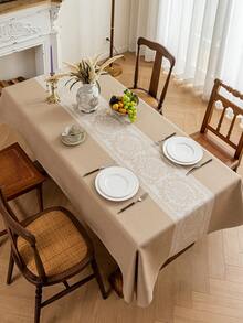 1pc Waterproof Floral Wreath Pattern Tablecloth, Minimalist Nordic Style Decorative Table Cover, Suitable For Home, Kitchen, Coffee Table, TV Cabinet, Holiday Gatherings, Birthdays, Weddings, Hotels, Photography Backdrops, Seasonal Gifts, Multiple Sizes Available - Coffee Brown - View 6