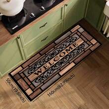 1pc Vintage-Style Doormat, High-Quality Faux Wood Grain Entrance Mat, Non-Slip Backing, European-Style Home Decor Porch Mat, Elegant Entryway Accessory Suitable For Kitchen, Dining Room, Living Room, Foyer, Outdoor Use