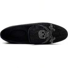 Men's Pointed Toe Rivet Dress Shoes Glitter Modern Metallic Slip On Loafers Plus Size-20256688 - Black03 - View 6