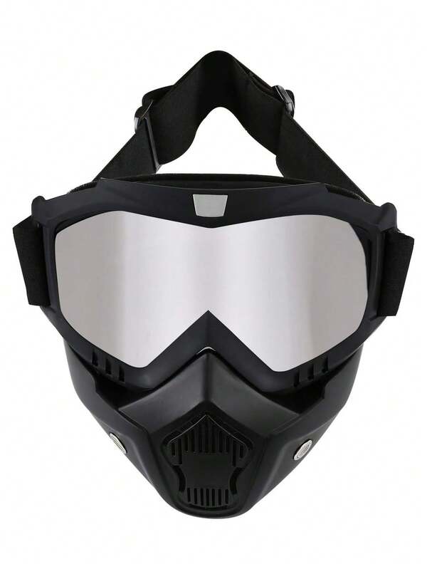 1pc Motorcycle Goggles With Detachable Face Mask - Off-Road ATV Motocross Glasses UV Protection Adjustable Riding Motorcycle Safety Goggles Racing Detachable Anti-Fog Warm Protective Eyewear