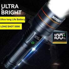 1pc Upgraded High-Power Spotlight LED Flashlight, Rechargeable Type, Adjustable Zoom Focus, Super Bright Tactical Flashlight, Waterproof, 6 Lighting Modes With Memory Function, Suitable For Outdoor Emergency, Camping Equipment, Camping Essentials - As Shown In the Figure - View 4