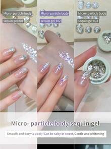 annies 5g/Set Micro Glitter Nail Polish Gel, 3 Colors, Super Shiny Sparkling Nail Art Salon DIY - Multicolor - View 2