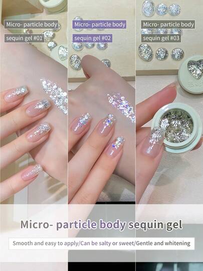 annies 5g/Set Micro Glitter Nail Polish Gel, 3 Colors, Super Shiny Sparkling Nail Art Salon DIY