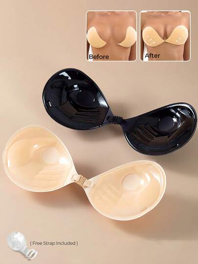 1pc Adhesive Bra 3CM Thick – Strapless Backless Invisible Push Up Bra For Small Chest, Reusable Silicone Breast Enhancement Bra