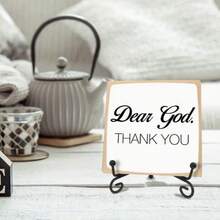 1 Set, Wooden Desktop Logo, Inspiring "Dear God, Thank You" Sign, Very Suitable For Living Room, Bedroom, Room Decoration, No Need For Electricity, Multi-Functional Home Decoration, Christmas Decoration - Multicolor - View 3