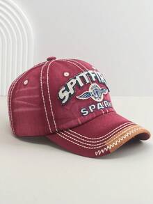 1pc Vintage Letter Embroidered Curved Brim Baseball Cap, Versatile Sports & Casual Sun Protection Hat For Men