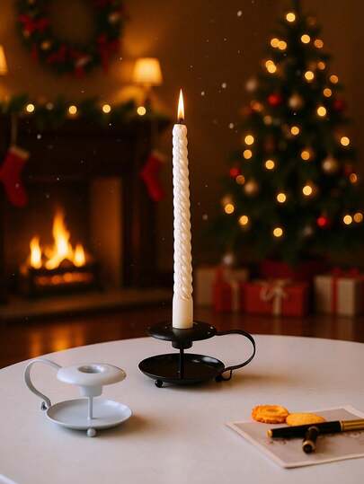 1 Soporte de vela de estilo minimalista de hierro, adecuado para decoraciones navideñas, hogar, hotel, decoraciones de festivales y fiestas, decoración del hogar, decoración de habitaciones, invierno