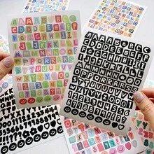 10 张字母贴纸 字母贴纸 小号自粘式 ABC 0.5 英寸 PVC 贴纸字母 适用于水瓶剪贴簿笔记本标签邮箱 DIY 工艺品艺术标志（多色） - 彩色 - 查看 1