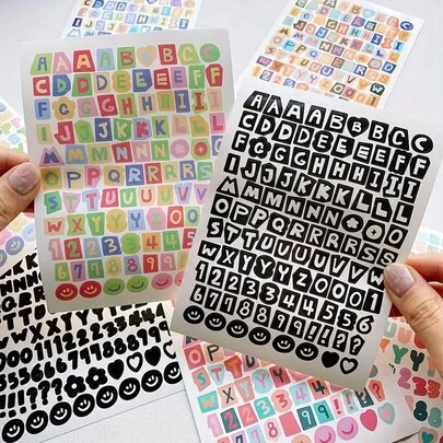 10 Sheets Letter Stickers Alphabet Stickers Small Self-Adhesive ABC 0.5in Pvc Sticker Letters For Water Bottles Scrapbooks Notebook Labels Mailbox DIY Crafts Art Sign(Multicolor)
