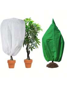 Winter Plant Cover With Drawstring Zipper - Windproof, Breathable Frost Protection For Trees & Shrubs, For Season Extension & Frost Protection,Sun, Bird & Insect Guard - Easy-On Drawstring Design