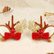 Christmas Deer Antler Hair Clip, Cute Bow Headpiece, Nature Style Hair Accessory - Multicolor - View 4
