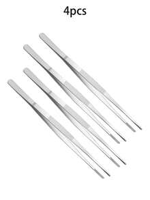1pc/2pcs/4pcs Stainless Steel Barbecue Tweezers, Cooking Tweezers, Straight Head Tweezers, Elbow Tweezers, Barbecue Clips, Kitchen Tweezers, Food Tweezers, Extra Long Stainless Steel Tweezers - Multicolor - View 14