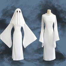 1pc Ghost Costume, Cute Ghoul Outfit Set, Cosplay Role-Playing Dress, Suitable For Holiday Parties, Performances, Balls, Stages, Halloween And All Festivals, Includes Dress Only