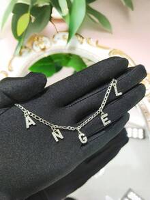 1pc Minimalist Cubic Zirconia Gold Initial DIY Necklace, Customized Simple Letter Name Necklace, Stainless Steel First Letter MAMA Pendant Necklace, Fashionable, Autumn, Minimalist, Casual, Vintage Coin Customized, Personalized, Unique Gift For Girlfriend, Mom, Family, Friend, Daughter, Anniversary, Valentine's Day, Mother's Day, Birthday, Graduation, Daily Wear, Wedding, Party