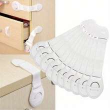 5pcs White Child Safety Cabinet Locks, Baby Proofing Drawer Door Cabinet Locks, Plastic Door Locks (The Product May Have Slight Color Difference Due To Photography, Lighting, Display, Etc. Please Refer To The Actual Product.) - Apricot - View 2