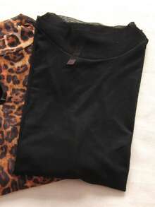 Women's Transparent Tulle Bodysuit Top, Thin Second Skin Fashion - Negro - Ver 3