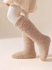 3 Pairs Baby Thick Fleece High Socks, Panda Grip Bottom Floor Socks, Warm For Autumn/Winter, Suitable For Below 5 Degrees - Multicolor - View 8