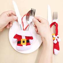 1set(2pcs) - Christmas Costume Styling Knife And Fork Cutlery Bag, Christmas Party Tableware Decoration Supplies, Suitable For Christmas Party Table Decoration, Christmas Tree Decoration Pendant Christmas Christmas Decorations Christmas Pajamas Christmas Gifts Christmas Decor