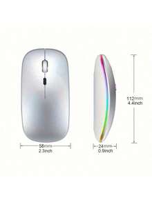 无线发光超薄鼠标，2.4G+BT 人体工程学设计，USB 接收器，防滑滚轮，兼容笔记本电脑、PC、，Type-C 充电，可充电锂聚合物电池，最大功率 1.15W，最小功率 0.1W，工作电压≤36V - 彩色 - 查看 5