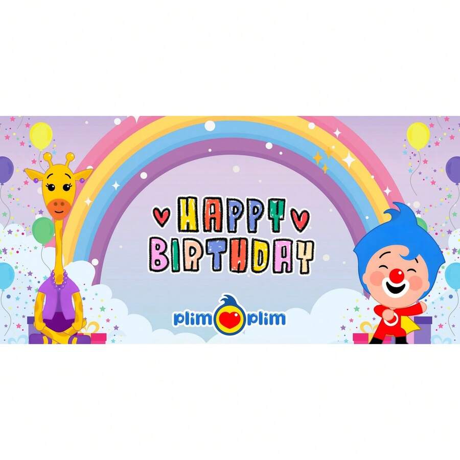 Cartoon Plim Kids 1 Year Old Party Decoration Baby Baptism Cute Pig Rainbow Custom Circus Tapestry Background Banner Photo (Multiple Styles) - G - 查看 1