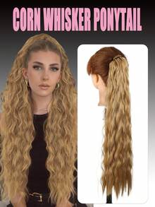 Synthetic 24 Inch Women's Rubber Band Style Corn Whisker Ponytail, Suitable For Women's Daily Wear