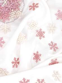 100pcs Glitter Pink & White Snowflake Confetti, Suitable For Winter Wonderland Decor, Birthday, Bridal Shower, Ice & Snow Theme, New Year, Christmas Party Decorations - Pink and White - View 4
