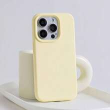 Large Hole Skin Like Liquid TPU Soft Phone Case, Resistant To Dirt And Stains, Suitable For IPhone 11, 12, 13, 14, 15, 16 Plus Pro Promax/DKFGFYT - Light Yellow - View 1