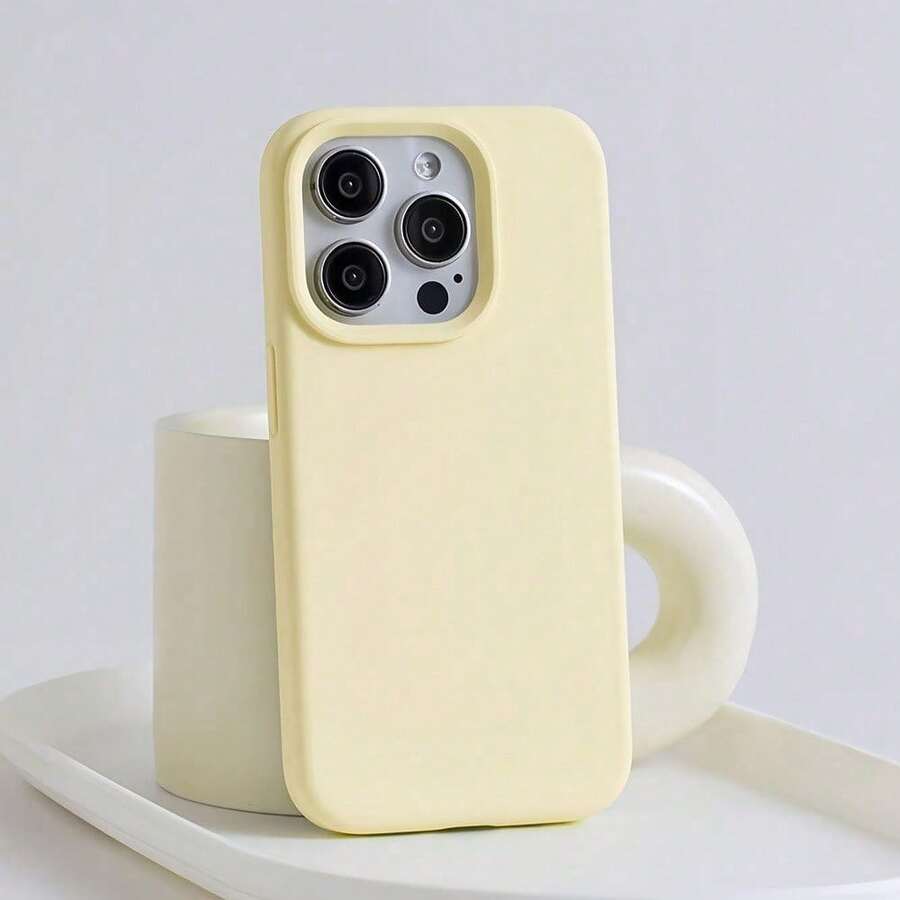Large Hole Skin Like Liquid TPU Soft Phone Case, Resistant To Dirt And Stains, Suitable For IPhone 11, 12, 13, 14, 15, 16 Plus Pro Promax/DKFGFYT - Light Yellow - View 1