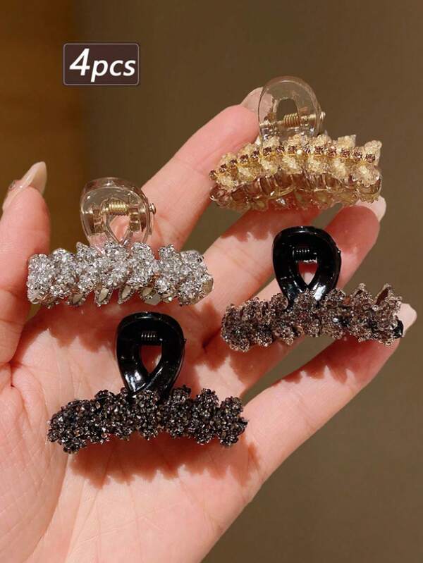 Set de 4 pinzas para el cabello con diseño de espiga de trigo para mujeres, pinzas para el cabello elegantes con rhinestones de colores, pequeñas pinzas para el cabello con espiga de trigo de cristal para mujeres, accesorios para el cabello de princesa de alta gama, exquisitos accesorios para el cabello con pinza lateral, adecuados para moños, accesorios para el cabello de corona de princesa elegante, regalo, pinzas de moda, adecuadas para atuendos de vacaciones de otoño e invierno para mujer