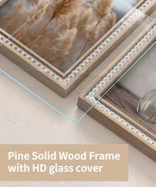 Natural Wood Bead Boho Photo Frame 10x15cm 13x18cm, Rustic Pine Wall Decor for Anniversary Birthday Christmas Mothers Day Gift, Aesthetic Room Decor for Her