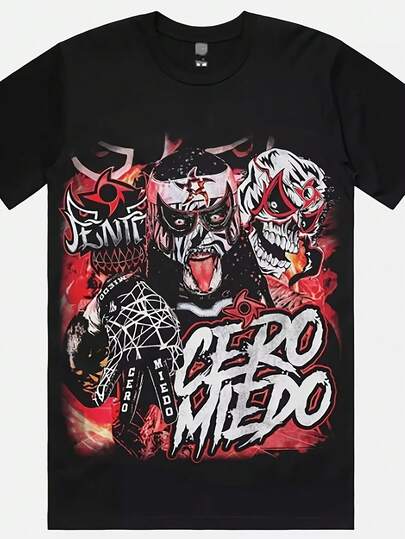 NBA Penta El Zero Miedo  's Sport Black Sual Short-Sved T-Shirt Cotton Printing Short-Sved T-Shirt Tops220G High-Density Pure Cotton NBA T-Shirt - Ft And Gentle, I For Daily Wear, Gym Sessions, Vation, And A Perfect Birthday Or Day Surprise Clothes , Clothes  Vintage  Tops, Mujer Cute Cotton Tops