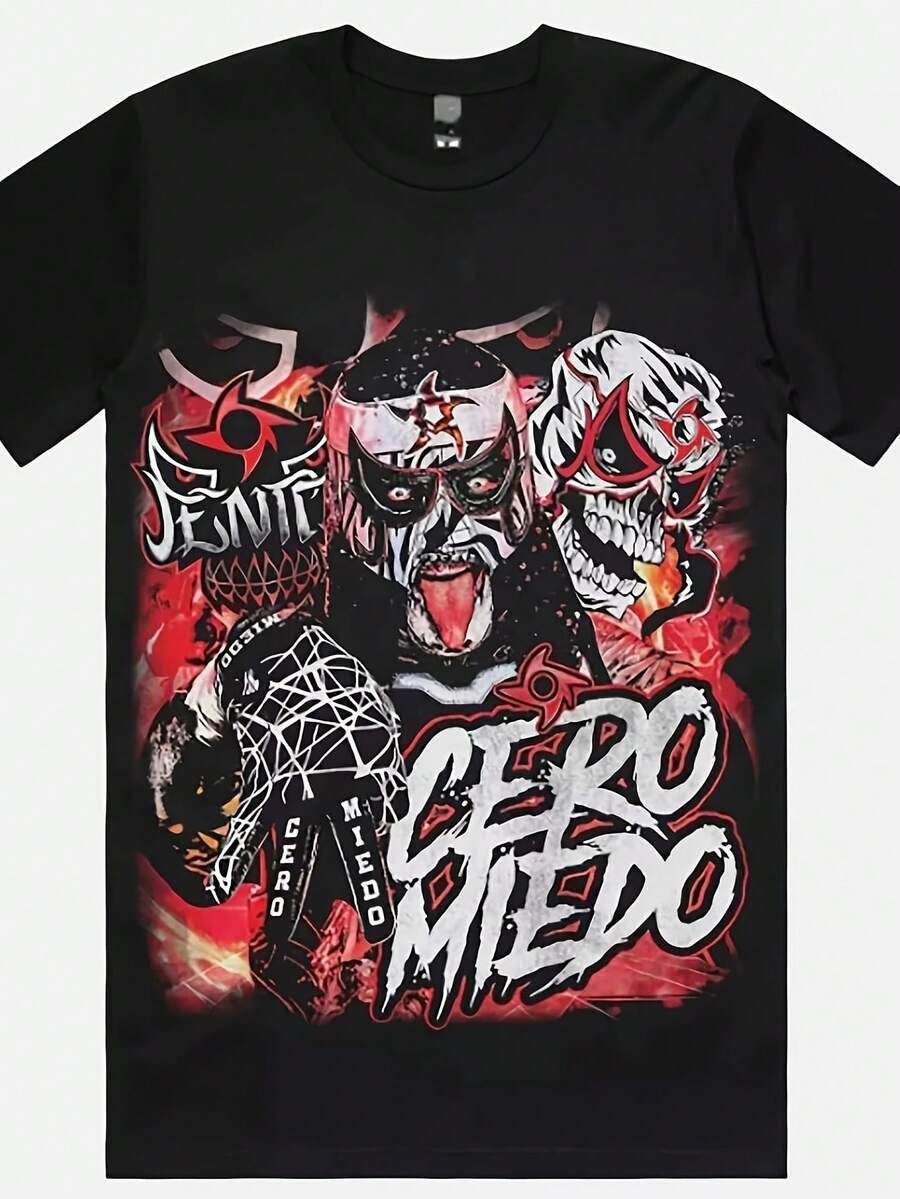 Penta El Zero Miedo  's Sport Black Sual Short-Sved T-Shirt Cotton Printing Short-Sved T-Shirt Tops220G High-Density Pure Cotton NBA T-Shirt - Ft And Gentle, I For Daily Wear, Gym Sessions, Vation, And A Perfect Birthday Or Day Surprise Clothes , Clothes  Vintage  Tops, Mujer Cute Cotton Tops - Black 10 - View 1