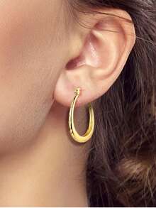 1 Pair Original 925 Sterling Silver Golden Color Drop Shaped Openwork Stars And Moon Cubic Zirconia Earrings For Women Minimalist Class Elegance Jewelry Gifts Fits Daily Party Shopping Wear - Gold - View 3