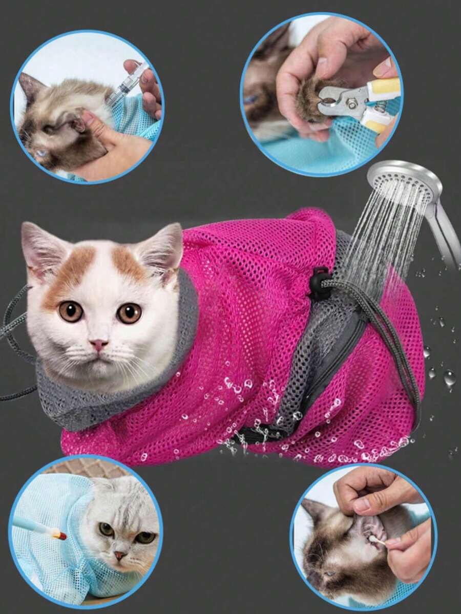 1升级版洗猫包猫咪洗澡工具猫狗固定包洗澡袋修甲美容喂药猫咪洗澡清洁用品 - 彩色 - 查看 1