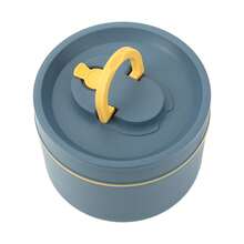 Thermal Lunch Box With Lid Leakproof Round Picnic Lunchbox With Folding Handle - 藍色 - 查看 3