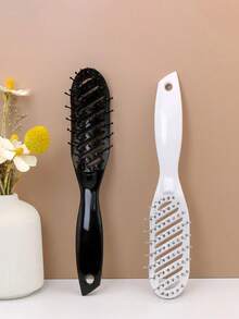 1 szt. męski 9-rzędowy grzebień do stylizacji, puszysty grzebień pomady do szybkiego suszenia, antystatyczna wentylowana szczotka do włosów, szczotka do rozczesywania, odpowiednia do użytku w domu i salonie, uniwersalna stylizacja włosów dla mężczyzn i kobiet o cienkich, kręconych, falowanych, mokrych lub suchych włosach, antystatyczny grzebień z tworzywa ABS w jednolitym kolorze, na każdą porę roku