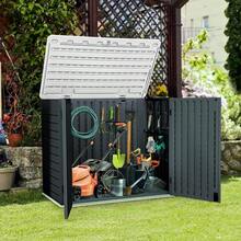 Outdoor Horizontal Storage Sheds W O Shelf Weatherproof Resin Tool Shed MultiOpening Door For Storage Of Bike Trash Cans Garden Tools 35 Cu Ft Waterproof Lockable Dark Gray - DarkGray - View 3