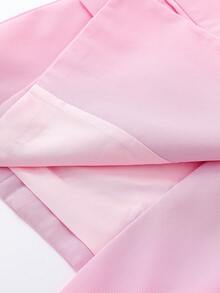 Bộ đồ nữ tay dài, dáng rộng, màu trơn, có túi, cài cúc đôi, thích hợp mặc đi làm hàng ngày vào mùa xuân và mùa thu, màu hồng. - Hồng - Xem 6