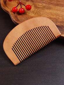 1pc Peach Wood Hair Brush, Portable Wooden Comb, Jewelry Box & Tassel Packaging Set